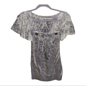 Daytrip Boat Neck white with grey Top size Small